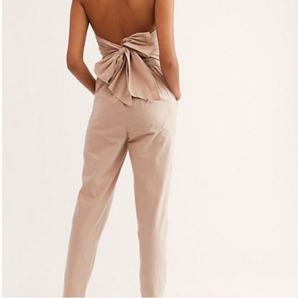 Free People Al Fresco Convertible Jumpsuit Pants Cotton Tie Strapless Small S - Picture 2 of 14